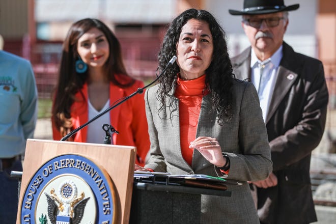 Congresswoman Xochitl Torres Small holds a press conference on NMSU campus to announce her intention to seek to fill the vacancy on the House Agriculture Committee on Thursday, Feb. 20, 2020.