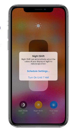 Along with a “Dark Mode,” Apple offers a Night Shift option to make reading on your iPhone iPad at night more comfortable and potentially less impactful on a good night’s sleep.