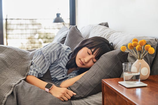 You can sleep with your Fitbit Versa 2 and it will track your deep sleep and REM sleep each night and give you a Sleep Score.