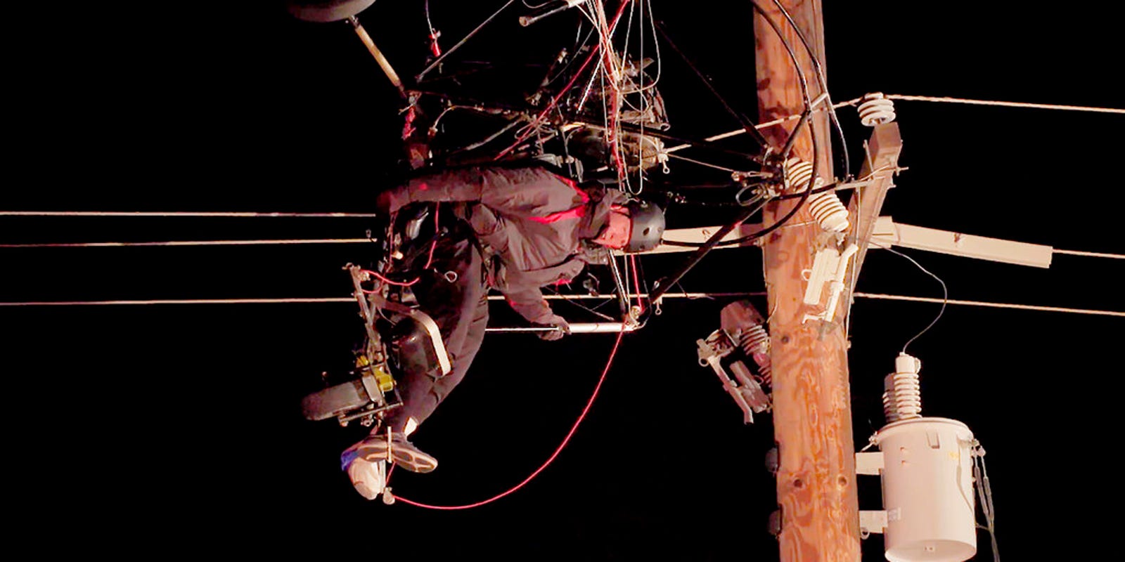 Trapped paraglider rescued from power lines in California