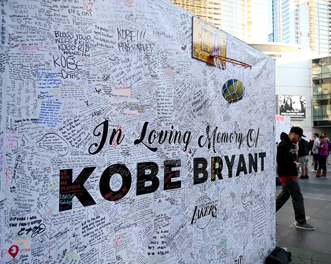 A message board outside Staples Center in January.