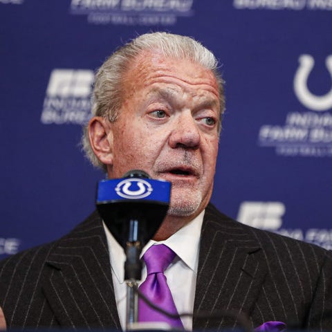 Owner of the Indianapolis Colts, Jim Irsay, holds 
