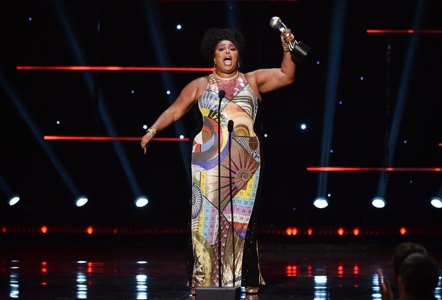 Lizzo accepts the Entertainer of the Year award onstage during the 51st NAACP Image Awards, Presented by BET, at Pasadena Civic Auditorium in Pasadena, Calif. 