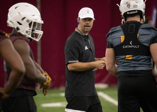 Offensive coordinator Zak Hill during spring practice, February 24, 2020, at Kajikawa Practice Facility, 511 S. Rural Road, Tempe.