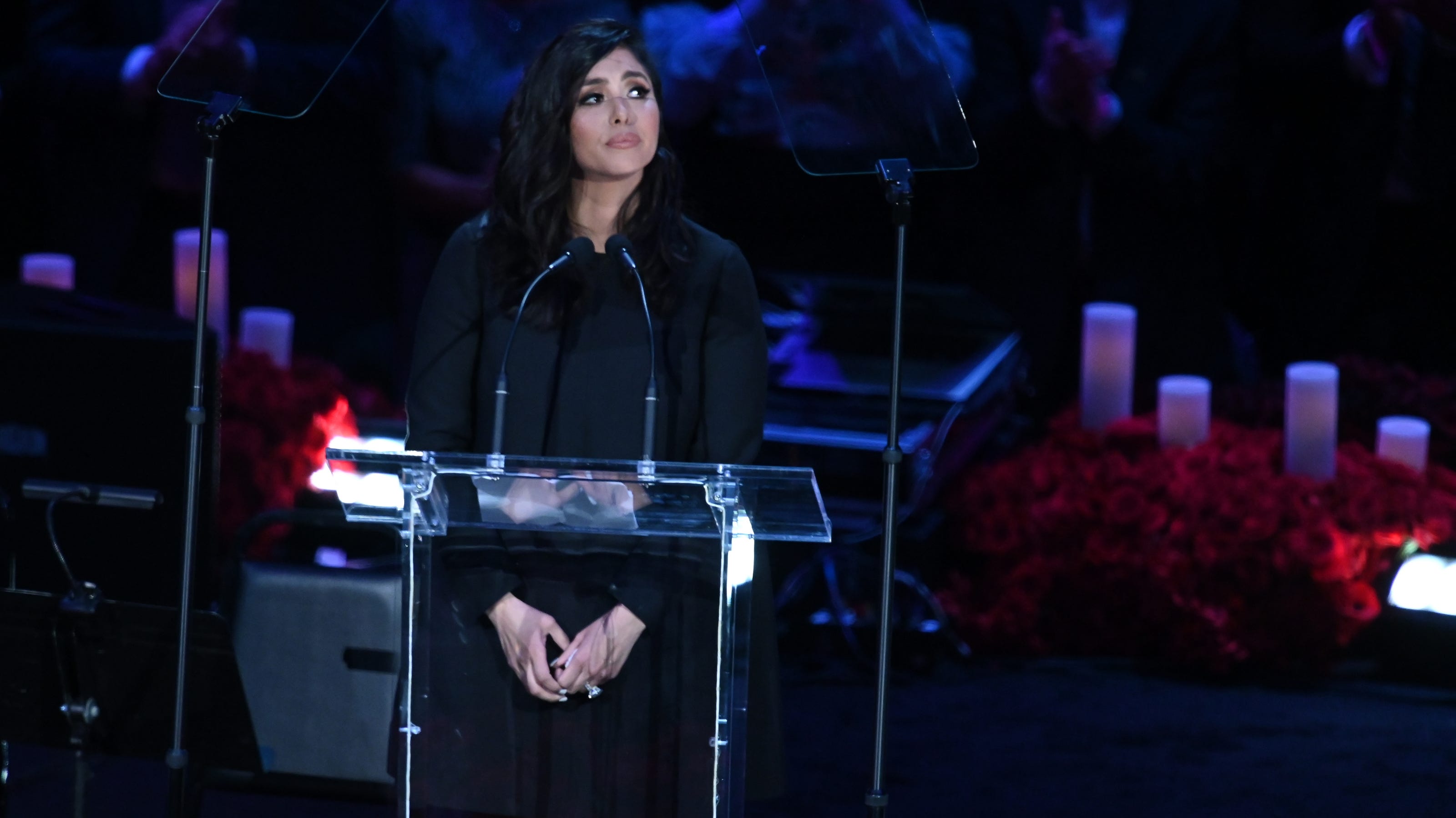 Intensely private Vanessa Bryant shares emotional stories at Kobe memorial.