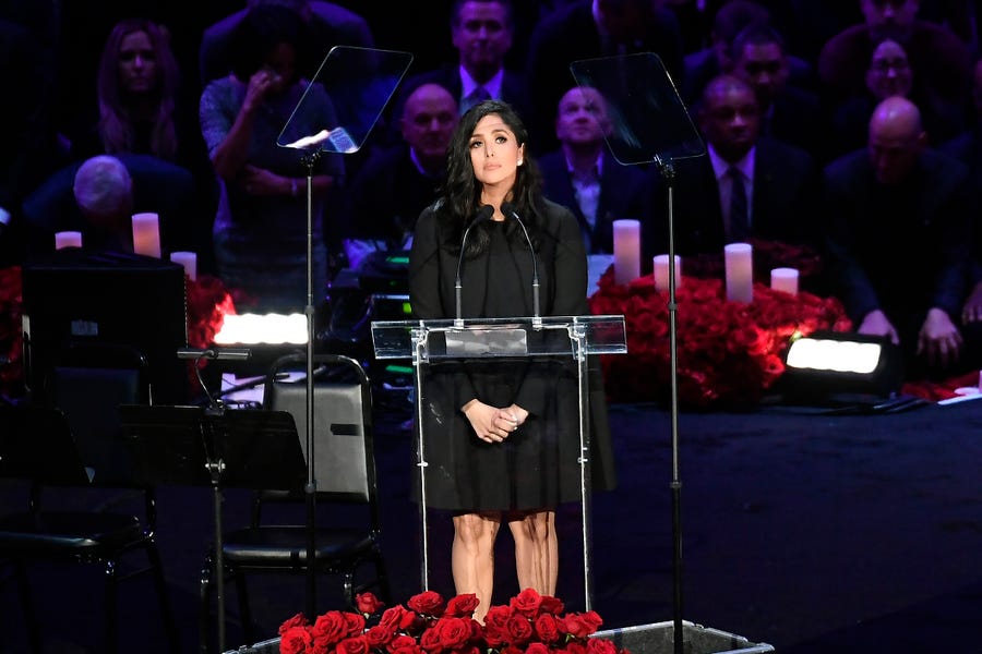 Vanessa Bryant speaks during The Celebration of Life for Kobe & Gianna Bryant at Staples Center on February 24, 2020 in Los Angeles.