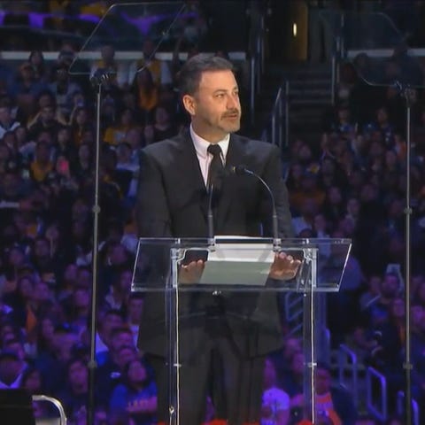Late-night host Jimmy Kimmel teared up remembering