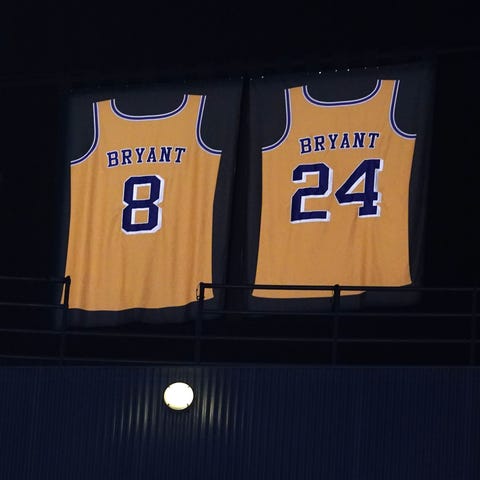 The retired No. 8 and 24 jerseys of Los Angeles La