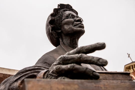 he Sojourner Truth statue is pictured on Tuesday, Feb. 25, 2020 in downtown Battle Creek, Mich.