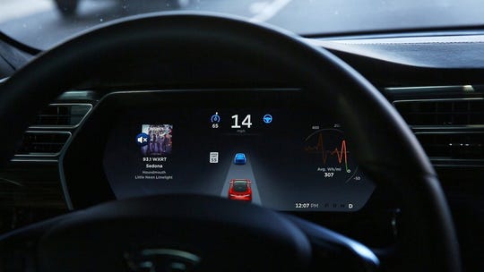 The dashboard of the software-updated Tesla Model S P90D shows the icons enabling Tesla's autopilot. Short of a court order, a car maker is not bound to release information on semi-autonomous driving systems to a car owner, a lawyer, to safety researchers or the police.