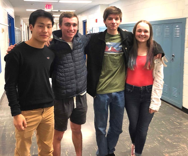 Fort Defiance's scholastic bowl team will compete in the Class 3 state championship Saturday in Williamsburg. From left, Roth Landes, Hugh Shields, Will Marden, and Jenna Senger.
