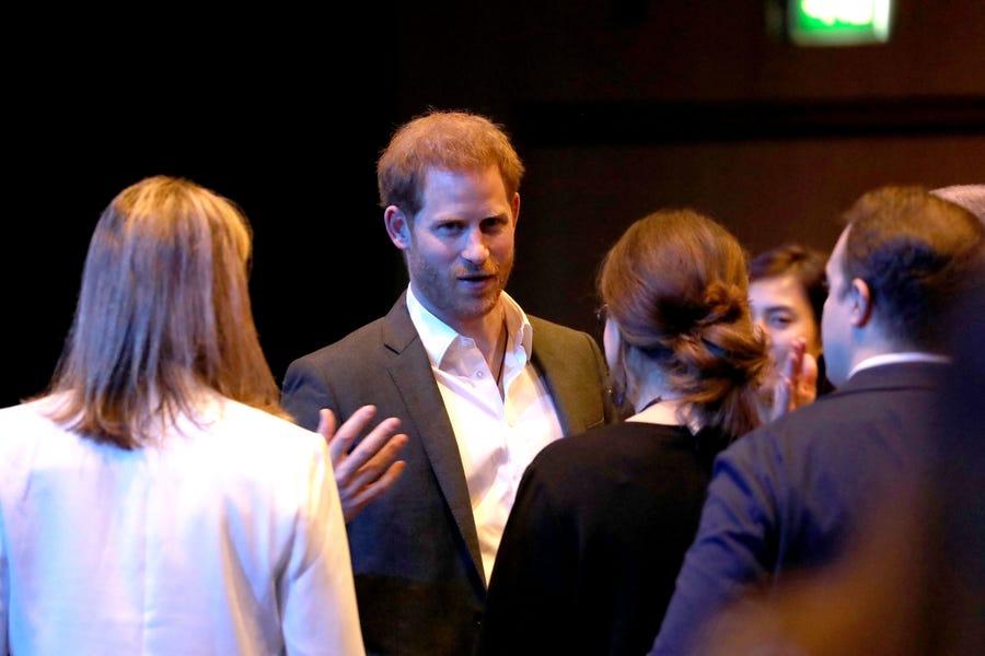 Prince Harry, Duke of Sussex greets guests as he attends a sustainable tourism summit at the Edinburgh International Conference Centre on February 26, 2020 in Edinburgh, Scotland.