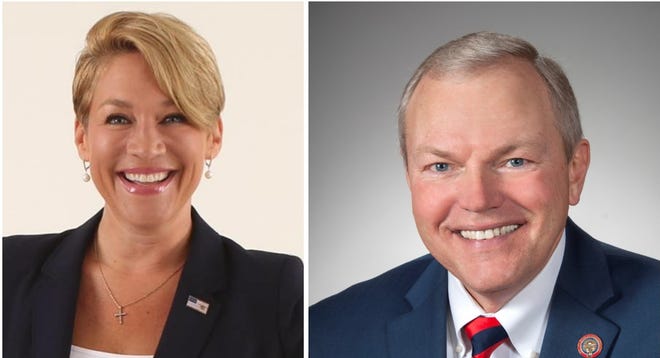 Union County business owner and political activist Melissa Ackison, left, and Seneca County business owner and 88th District state representative Bill Reineke, right, are running against each other in the Republican Party primary for the 26th District seat in the Ohio Senate.