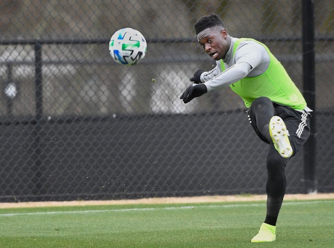 Jalil Anibaba as Nashville SC opened up a training session to the media during their inaugural season in Brentwood, Tenn. Tuesday, Feb. 25, 2020.