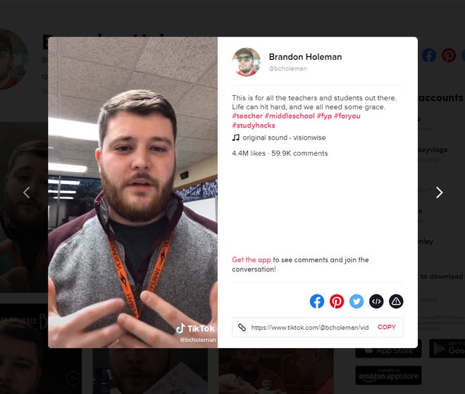 Henderson North Middle School teacher Brandon Holeman spoke about a moment with one of his students recently on a TikTok video. The video has gotten more than 15 million views.