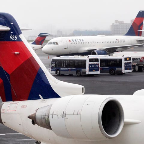 Delta Air Lines planes operate at LaGuardia Airpor