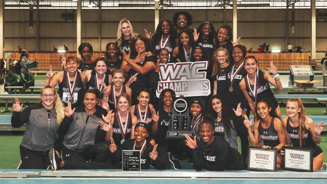 New Mexico State indoor track and field team claimed the 200 Western Athletic Conference title.