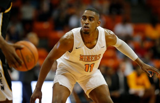 UTEP's Bryson Williams guards the ball Sunday against Southern Miss