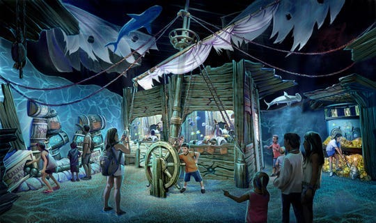 Here's a rendering of the captain's quarters tank at the Newport Aquarium's new Shipwreck: Realm of the Eels exhibit.
