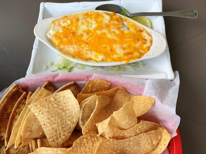 Blue crab dip served with chips and pita bread from The Crabby Lady, Goodland. 