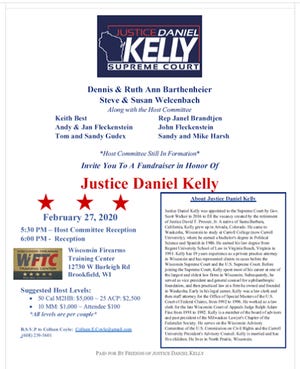 A fundraising invitation from Supreme Court Justice Dan Kelly's campaign at a Brookfield shooting range on Feb. 27, a day after the Molson Coors shooting.