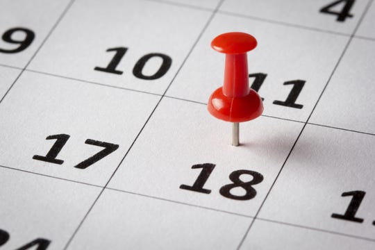 Appointments marked on calendar