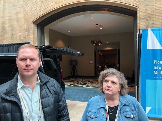 Springfield-based cannabis attorney and consultant Cindy Northcutt, right, is shown at an industry convention in St. Louis on March 2, 2020. As Missouri dispensaries prepared to open in September or October, she noted that early prices will be high because legal marijuana operating costs are high. She believes competition will push prices down in the future.
