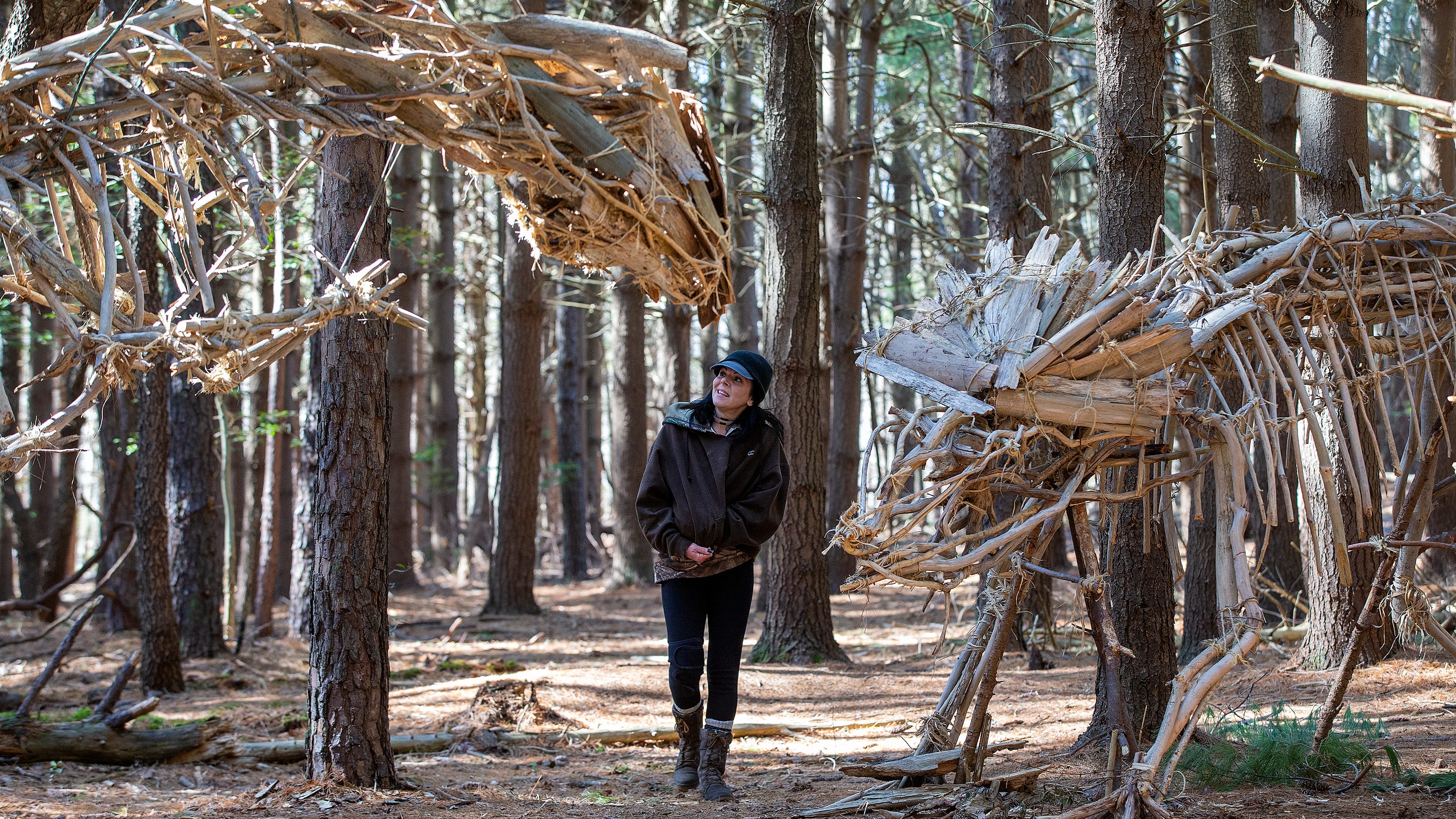 Have you seen the dinosaurs in the Allaire woods? She made them