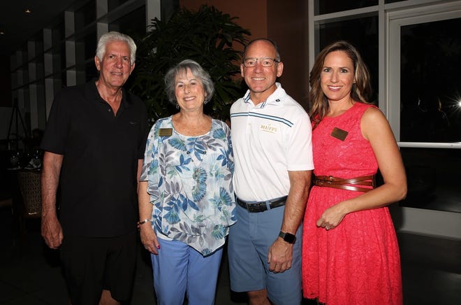 Richard Balocco, president and CEO of Desert Arc, joins event chair & board member Nancy Singer; Jay Chesterton, vice president of hotel and food & beverage at Fantasy Springs Resort Casino, and Brooke Beare, event emcee and Desert Arc board member.