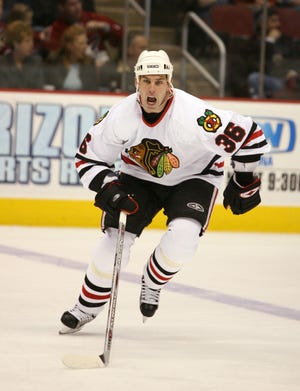 Matthew Barnaby, pictured as a Chicago Blackhawks player in 2006, was arrested early Thursday morning in Nashville, Tennessee.