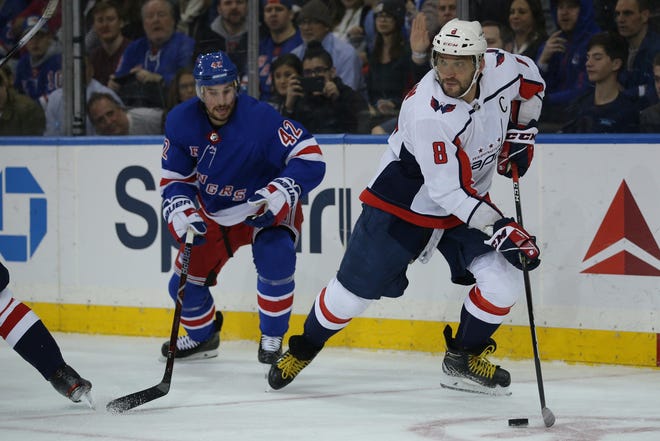 Washington's Alex Ovechkin scored 48 goals before the NHL suspended play in March.