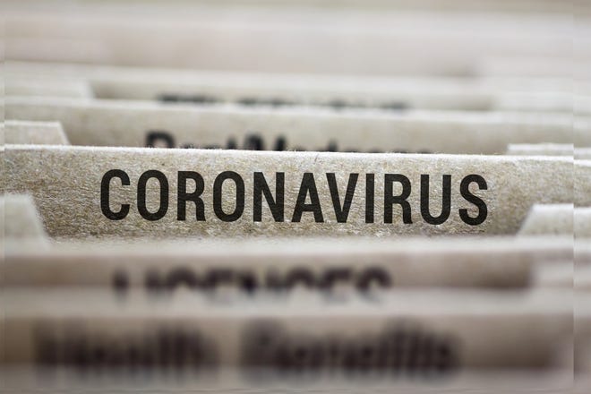 Coronavirus written on file folder label.