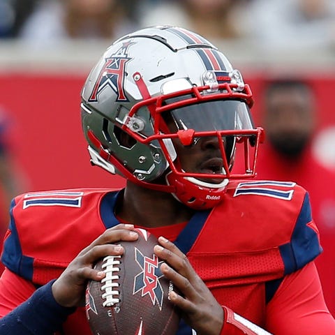 P.J. Walker of the Houston Roughnecks throws a pas