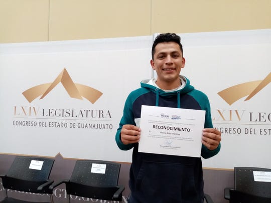 Yovany Diaz Tolentino, is a former DACA recipient, who now lives in San Miguel, Mexico. He left the United States in 2015 after not being able to afford to pay for college or his DACA renewal. He completed a certificate program earlier this year to teach English..