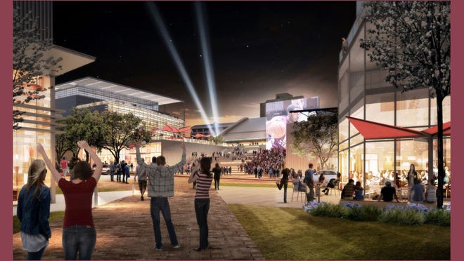 An artist's rendering of the finished Arena District, a project within Tallahassee's urban core.