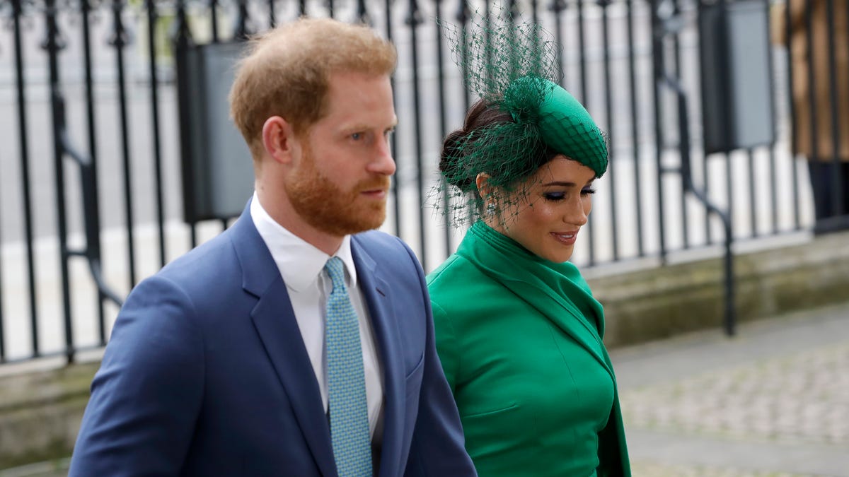 Prince Harry and Duchess Meghan of Sussex arrive to attend the annual Commonwealth Day service at Westminster Abbey in London on March 9, 2020.