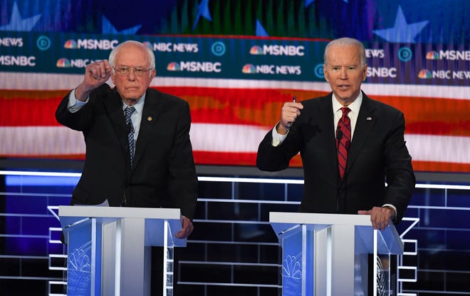 Sen. Bernie Sanders (left) and former Vice President Joe Biden