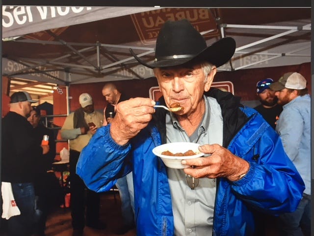 Danile Lyons, chairman of the annual Here's The Beef Cookoff, tastes a sampling of brisket at the annual event held Saturday at the St. Landry Parish Ag Arena.