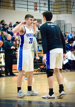 Croswell-Lexington's Jake Noll gets introduced before facing Marysville during a Division 1 boys basketball pre-district game on Wednesday, March 9, 2020, at Armada.