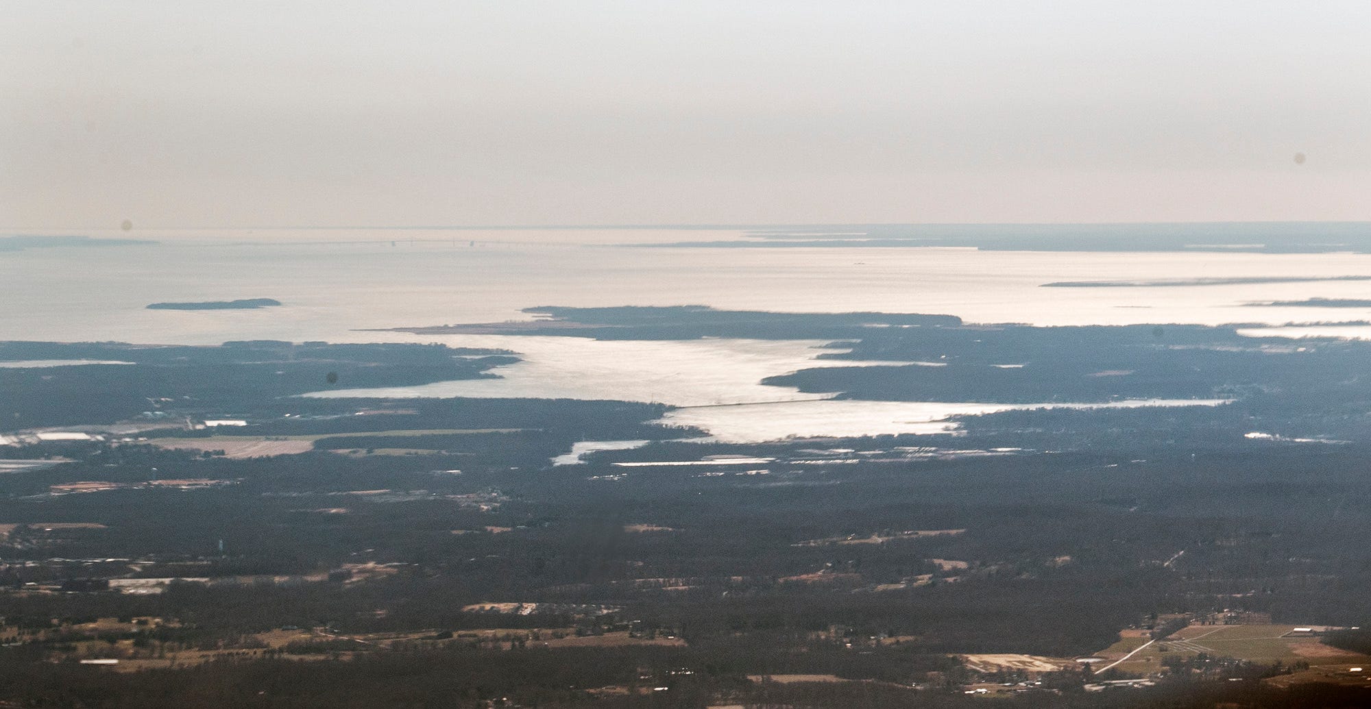 Looking at the Chesapeake Bay from about 4,000 feet over York County, Pa.