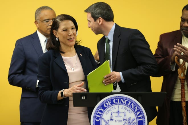 Jan-Michele Lemon Kearney is introduced as the newest member of Cincinnati City Council, , Wednesday, March 11, 2020, at Hirsch Recreation Center. Lemon Kearney replaces the seat vacated by Tamaya Dennard. 