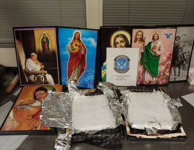 Over 9 pounds of methamphetamine were found concealed in religious paintings in Cincinnati.