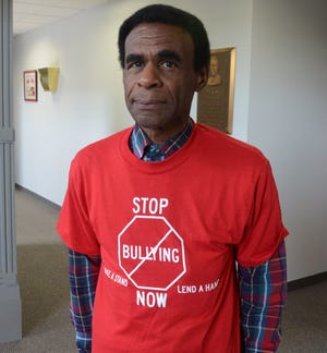Bobby Holley in an anti-bullying T-shirt. 
Trace Christenson/The Enquirer