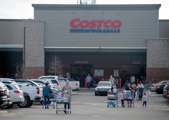 A steady flow of shoppers streams in and out of Costco Wholesale in Ridgeland on opening day Thursday, March 12, 2020. The store, The store, located on Highland Colony Parkway, is the first in the state.