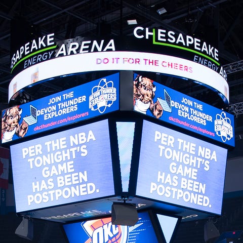 A message on the video board informs fans Wednesda