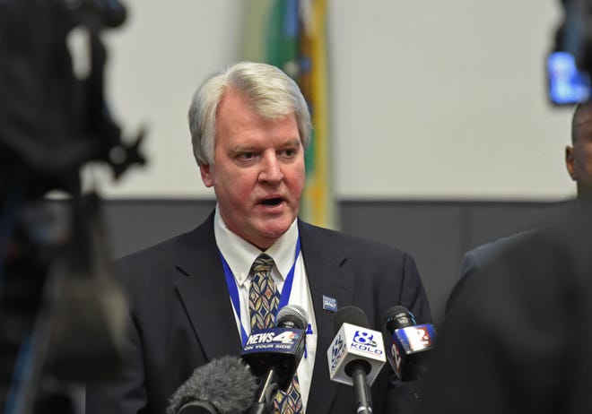 Washoe County Health Officer Kevin Dick answers questions during a press conference on the Coronavirus at the Washoe County Administration Complex on Friday March 13, 2020. 