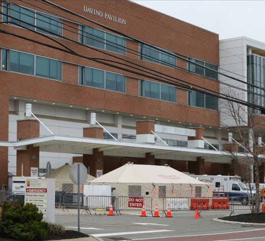 Tents set up outside Morristown Hospital Emergency Room to triage possible patients with coronavirus on March 14.
