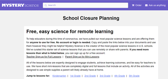 Several organizations have provided online learning resources for students forced to learn from home due to recent school closings.