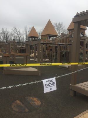 The Granville Park District closes several parks and taped off common play areas on March 16 in response to COVID-19.