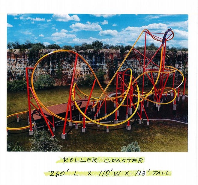 Rendering of a roller coaster to be built at Wild Water West. Minnehaha County Commission on March 17, 2020, unanimously approved a conditional use permit for the park to build the project.